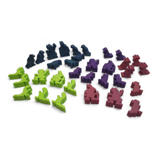 Meeplíci do Divukraje včetně figurkek Žabí velvyslanec a Králičí cestovatel Meeple Divukraj: Špaček / Starling (6ks) +2