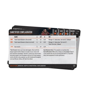 Warhammer 40000: Kill Team: Sanctifiers – Datacards