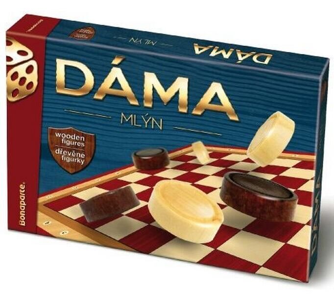 Dáma + mlýn společenská hra v krabici 33x23x4cm