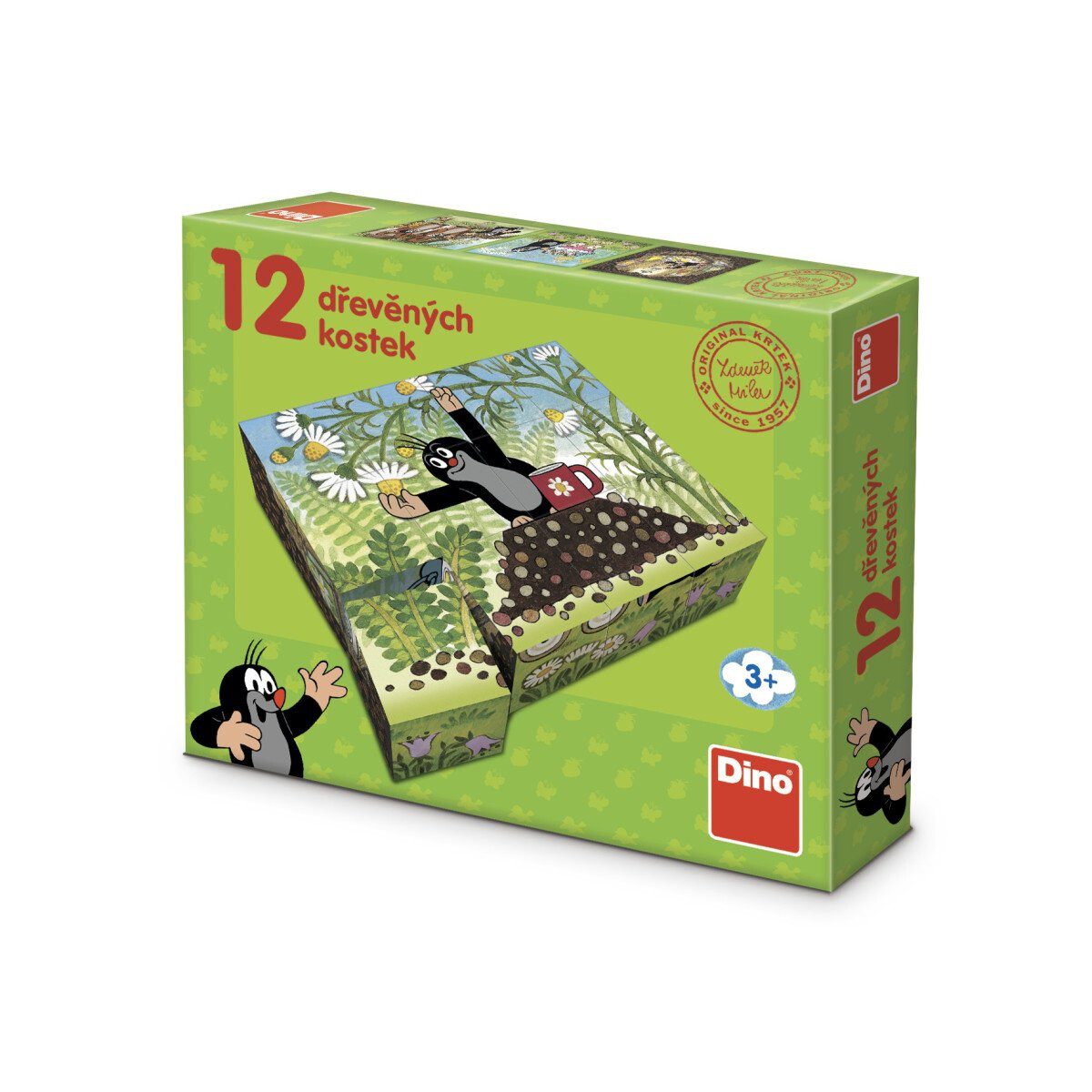 Krtek a přátelé - Dřevěné kostky 12 ks - Dino