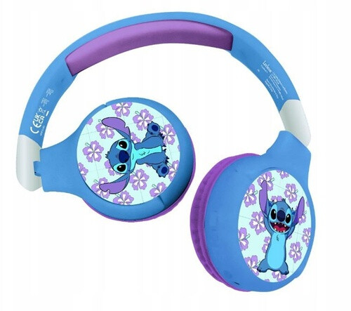Lexibook 2v1 bluetooth skládací sluchátka Stitch s limitem hlasitosti