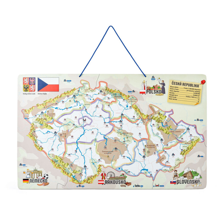 Magnetická mapa ČR s obrázky a společenská hra 3v1