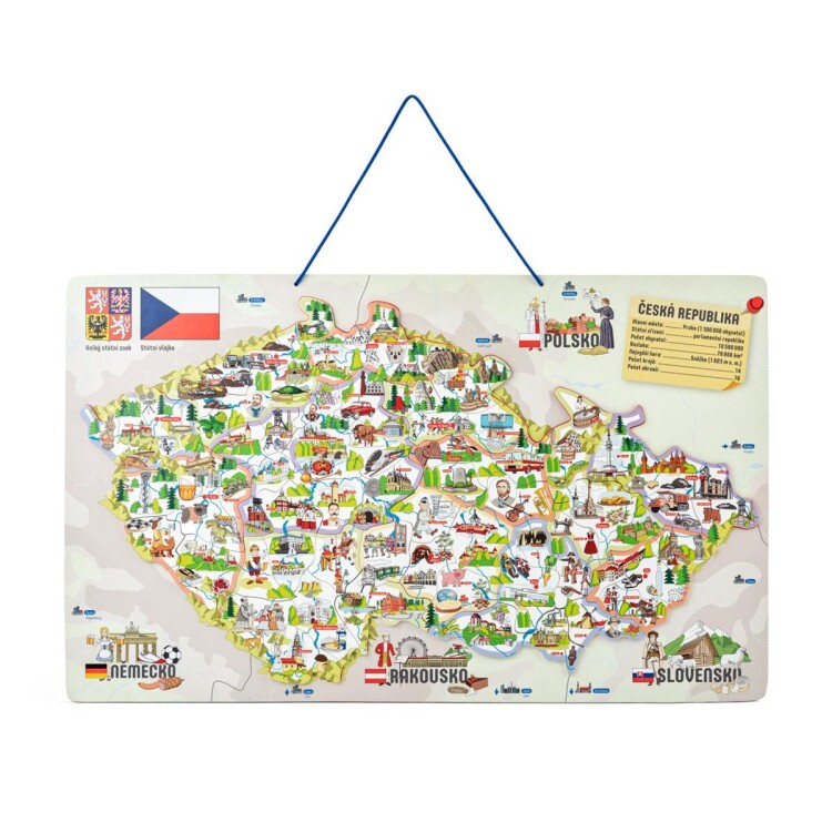 Magnetická mapa ČR s obrázky a společenská hra 3v1