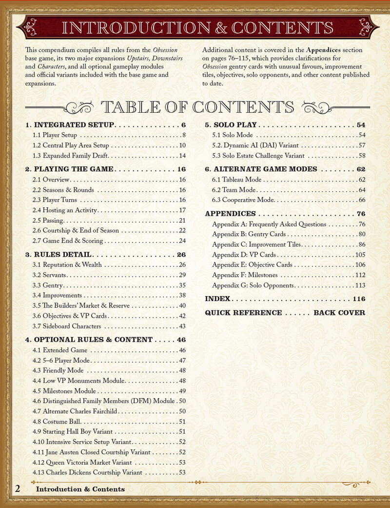 Obsession: Universal Rules Compendium