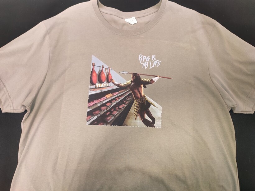 Poškozené - T-shirt "RPG is my life" (Hnědá, 2XL)