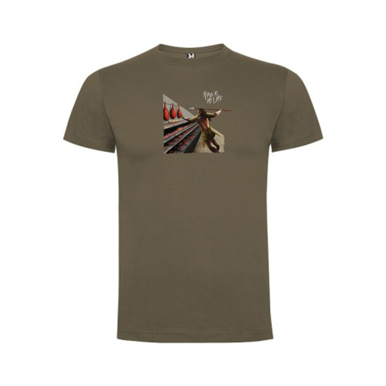 Poškozené - T-shirt "RPG is my life" (Hnědá, 2XL)