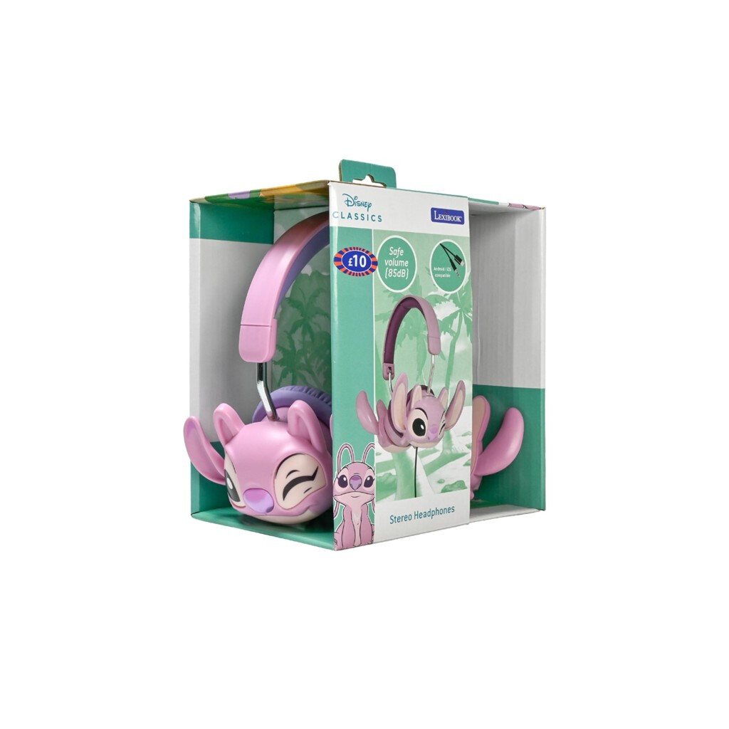 skládací drátová sluchátka Stitch Angel 3D s limitem hlasitosti - Lexibook