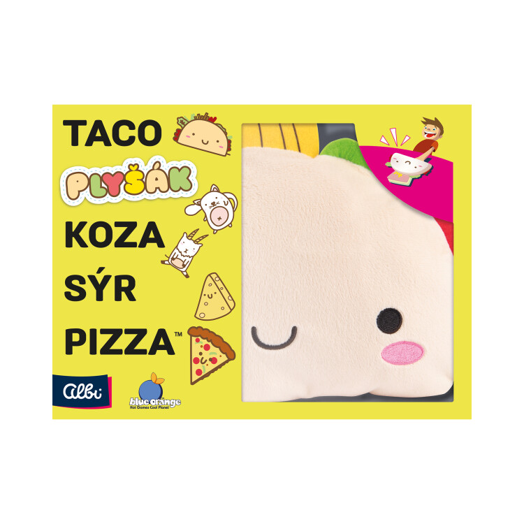 Taco, plyšák, koza, sýr, pizza