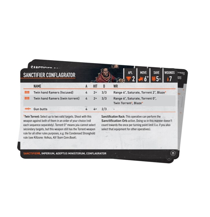 Warhammer 40000: Kill Team: Sanctifiers – Datacards